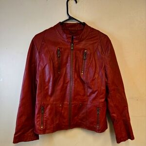 Women's Red Leather Jacket